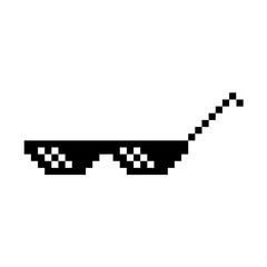 Funny Pixelated Sunglasses. Simple Linear Logo Illustration of 8-bit Black Pixel Boss Glasses. Art Style Trend Modern Logotype Graphic - Isolated on White Backdrop