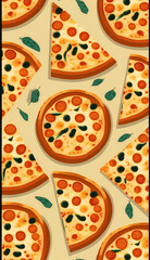 Vector Pizza Pattern Background Generative AI