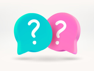 Speech bubbles with question sign. Discussion concept. 3d vector illustration