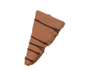 Piece of chocolate cake isolated on white background. A slice of chocolate cake.