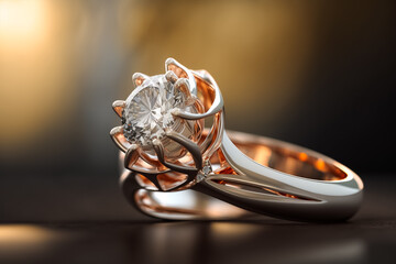 A Glamorous Rose Gold and Diamond Ring. Generative AI