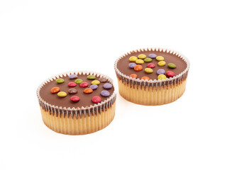 Muffins isolated on white background. Fresh muffins. Close-up.