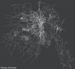 Detailed hand-drawn navigational urban street roads map of the German town of DESSAU, GERMANY with vivid road lines and name tag on solid background