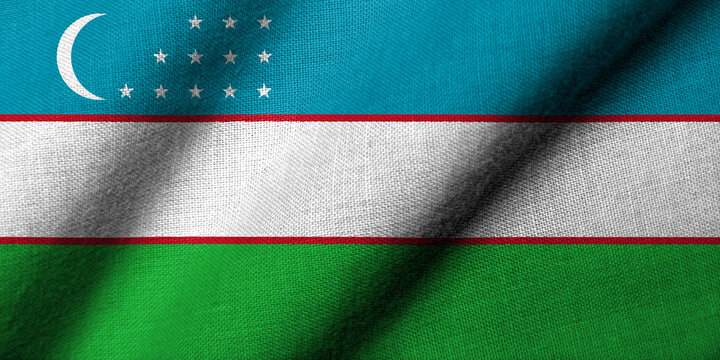 3D Flag of Uzbekistan waving