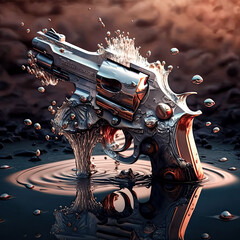 The 45cal handgun was melting into a puddle of metal. - Generative AI
