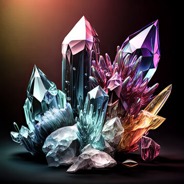 Large colorful crystals sparkled in the sunlight. - Generative AI