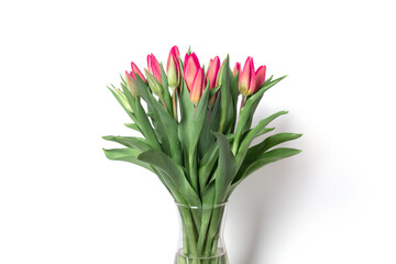 Bouquet of tulips on a white background.