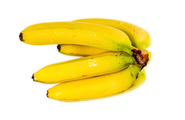 Bunch of Bananas with water droplets. Isolated on white background with clipping path.