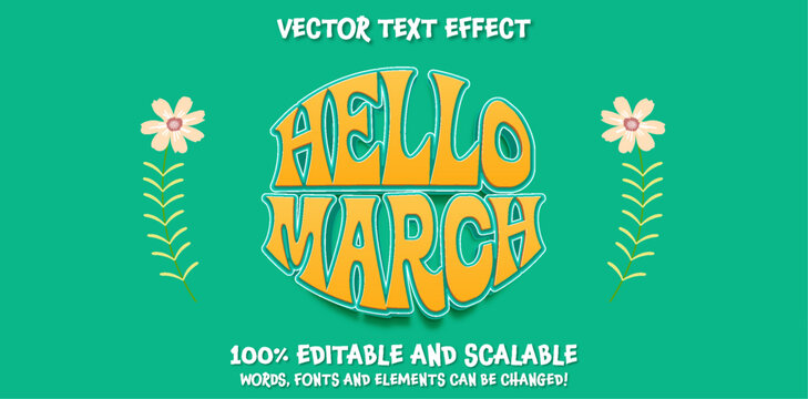 March month name. Editable text vector typography