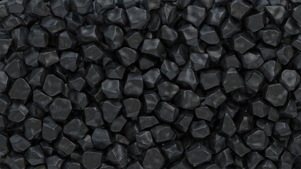 Coal pieces covers the screen, 3D rendering.