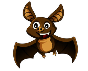 cartoon scene with happy bat animal on white background illustration for children