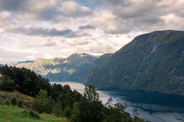 Naklejka na ściany i meble Landscape view of the Geirangerfjord, Norway