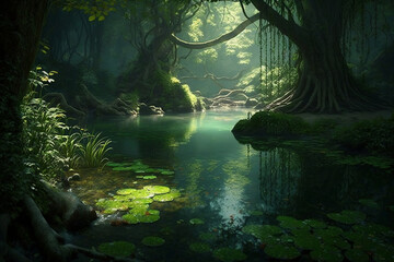 Fototapeta na wymiar Mystical clearing - Secrets of the Enchanted Forest