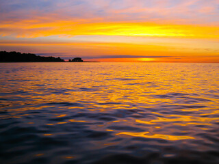 Colorful sunrise on Lake Michigan in Wisconsin