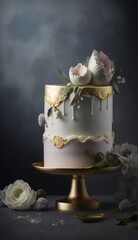 Chic and Modern Wedding Cake: Delicate and Elegant Design. Generative AI