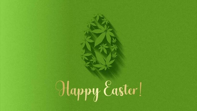 Easter egg with marijuana leaves animation