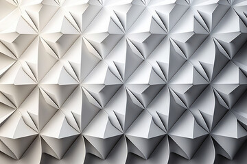 Stylish white 3d background with triangular pattern, generative ai