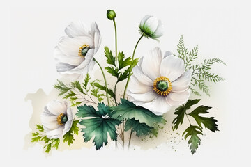 Fototapeta premium Ethereal Elegance of Watercolor Wedding Flowers. Generative AI