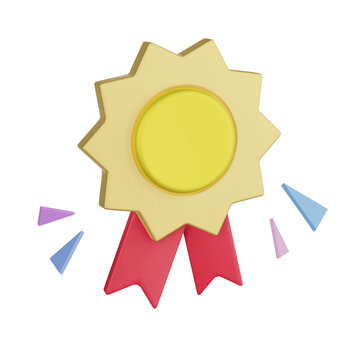 award ribbon badge 3d render icon illustratuion