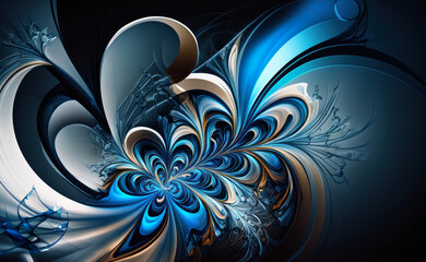 Energetic Blue Abstract Design with a Twist, generative ai