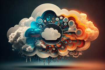 eye-catching abstract cloud computing art, generative ai