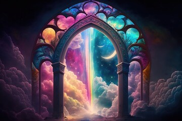 Heaven Colorful Digital Art Illustration Background Generative AI