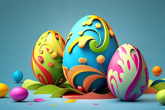 3d geometry easter background with eggs. For creative banners.