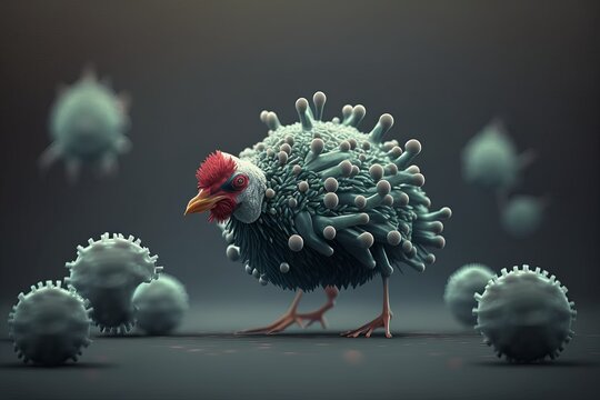 Bird flu virus. Generative AI
