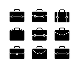 Briefcase vector icons set