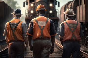 Fototapeta na wymiar Railroad Workers. Generative AI 