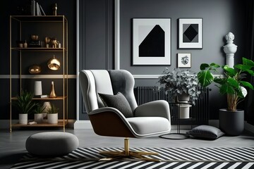 Elegant Living Room Featuring a Designer Armchair