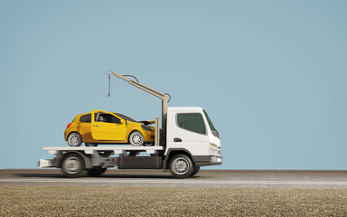 Tow truck for emergency vehicle.3d rendering