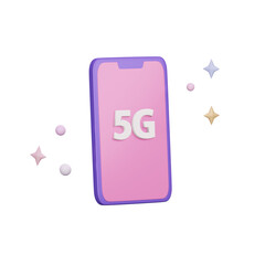 phone with 5g text 3d render icon illustration