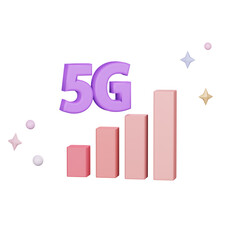 5g signal bar 3d render icon illustration