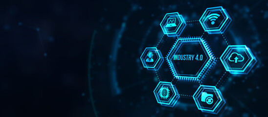 Internet, business, Technology and network concept.Industry 4.0 Cloud computing, physical systems, IOT, cognitive computing industry. 3d illustration.