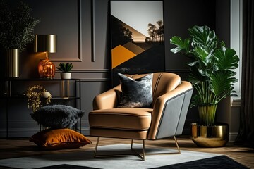 Design Armchair Adds Flair to Stylish Living Room