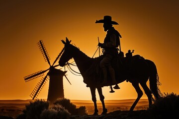 A Majestic Figure on a Horse - Don Quixote de la Mancha Generative AI	