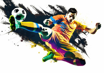 Illustration soccer ball, Fussball, action sport on white background, Generative AI