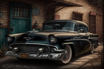 Plakat The Nostalgic Appeal of American Old-Timer Cars Generative AI 