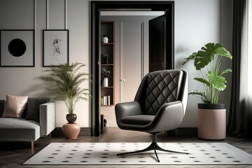 Contemporary Living at Its Finest: Design Armchair and Cozy Carpet for a Stylish and Comfortable Living Room Ambience.