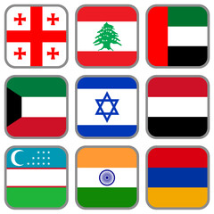 世界の国旗アイコンセット☆アジア☆