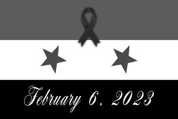 Syria flag mourning the earthquake on february 6, 2023 copy space