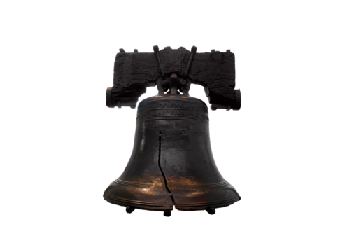 Historic Liberty Bell isolated with cut out background.