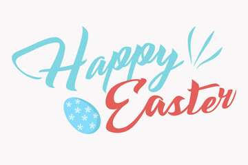 Happy Easter lettering with easter egg, calligraphy inscription.