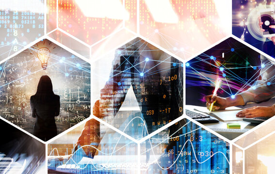 Business person working  and analysing stock market report. Financial dashboard with business intelligence key performance indicators.