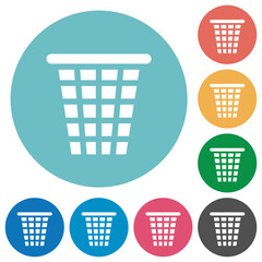 Single empty wide trash solid flat round icons