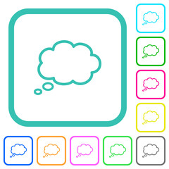 Single oval thought cloud outline vivid colored flat icons