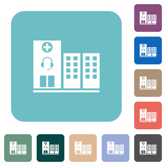 Medical assistance rounded square flat icons