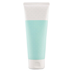 Plastic packaging for a cosmetic product, isolated on white. Folding cosmetic containers with a hinged lid. Modern set of hand care products