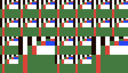 Abstract Mosaic Geometrical Pattern Design With Simple Shapes And Figures